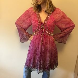 DVF DIANE VON FURSTENBERG Pink Tunic Chiffon Dress